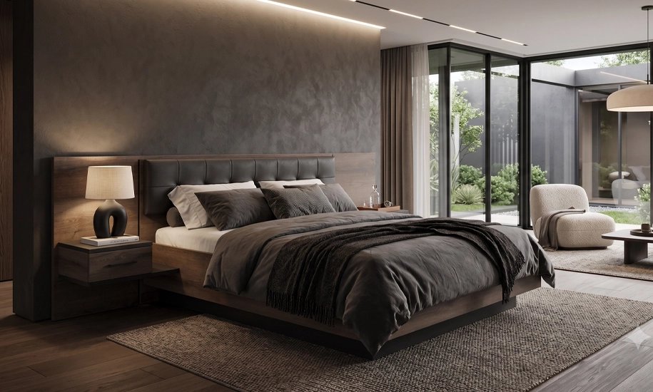 Двуспальная кровать с тумбами Беллвью / Bellevue черный дуб 160x200 без основания BLQL161B - фото 9 Двуспальная кровать с тумбами Беллвью / Bellevue черный дуб 160x200 без основания BLQL161B - фото 9