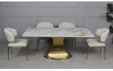 Стілець Зара метал сидіння тканина 550x640x840 бежевий золоті ноги - фото 12