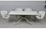 Стілець Альдо метал сидіння тканина молочна ноги шампань - фото 7