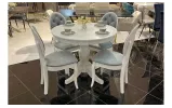 Стілець Альбіна білий масив дерева 450x450x963 тканина блакитна - фото 13