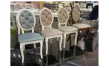 Стілець Альбіна білий масив дерева 450x450x963 тканина блакитна - фото 9