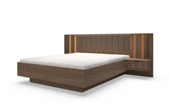 Двуспальная кровать Амаро / Amaro 160x200 с подъемным механизмом и прикроватными тумбами с подсветкой