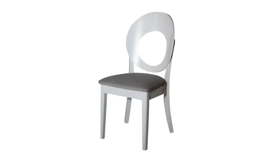 Стілець Емілі білий масив дерева 450x480x950 тканина бежева