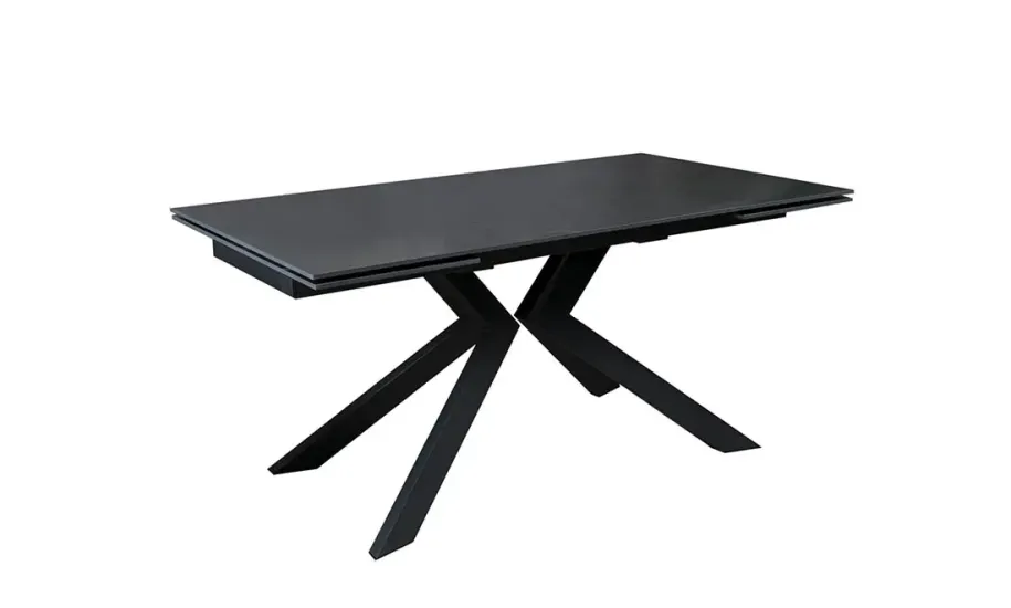 Prestol стіл Монако розкладний керамічний обідній 1600/2400x900x750 чорний мат чорні ноги