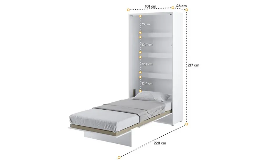Кровать-трансформер BC-03 белый глянец вертикальная BED CONCEPT LENART - фото 4 Кровать-трансформер BC-03 белый глянец вертикальная BED CONCEPT LENART - фото 4