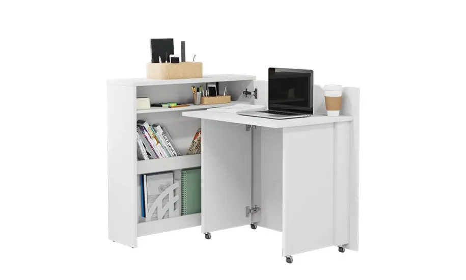 Стол письменный раскладной CW-02P белый глянец (правый) WORK CONCEPT SLIM LENART