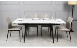 Стол Клайд обеденный раскладной 1200/1780х800х750 белый мат черные ноги - фото 3