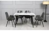 Стол Клайд обеденный раскладной 1200/1780х800х750 белый мат черные ноги - фото 5
