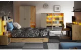 Стол письменный Кубик / Qubic дуб артизан/серый/черный с подсветкой QB-08 - фото 3