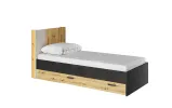 Подростковая кровать Кубик / Qubic 90x200 с подсветкой дуб артизан/серый/черный QB-12 - фото 1