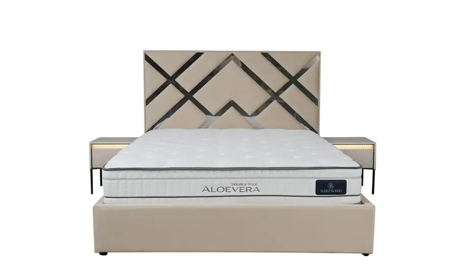 Двуспальная кровать Меджик бежевая 160x200 с подъемным механизмом
