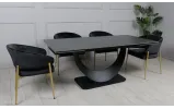 Prestol стіл Мун обідній розкладний керамічний 1800/2600x900x750 чорний мат нога чорна - фото 11