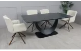 Prestol стіл Мун обідній розкладний керамічний 1800/2600x900x750 чорний мат нога чорна - фото 4