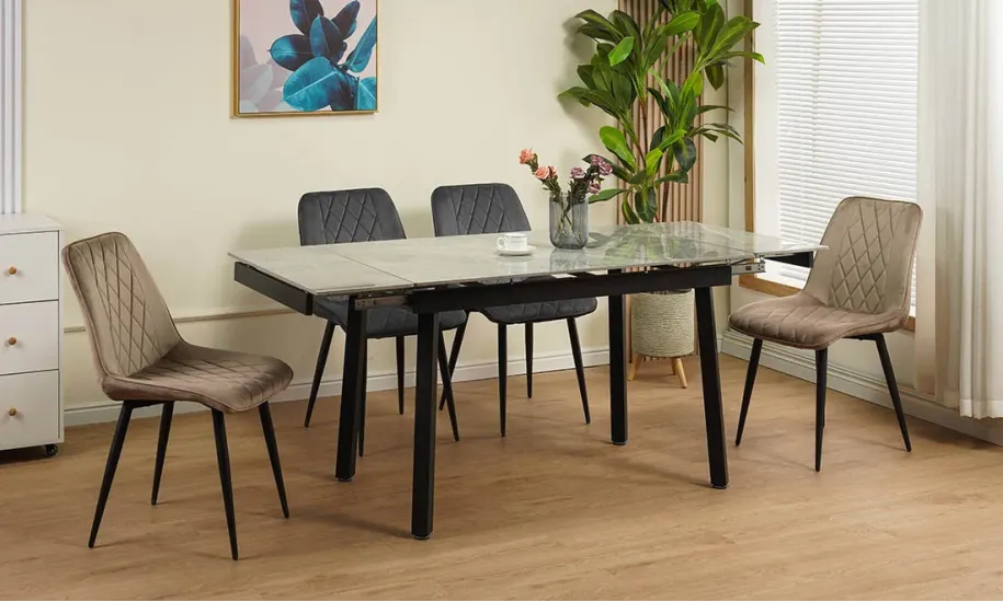 Стіл обідній Ashwood DT-2402B сірий глянець кераміка - фото 3 Стіл обідній Ashwood DT-2402B сірий глянець кераміка - фото 3