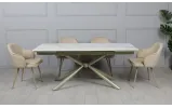 Prestol Стол Рим обеденный раскладной 1800/2600x900x750 белый глянец, ноги шампань - фото 23