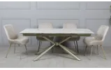 Prestol Стол Рим обеденный раскладной 1800/2600x900x750 белый глянец, ноги шампань - фото 29