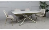 Prestol Стол Рим обеденный раскладной 1800/2600x900x750 белый глянец, ноги шампань - фото 30