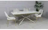 Prestol Стол Рим обеденный раскладной 1800/2600x900x750 белый глянец, ноги шампань - фото 17