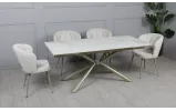 Prestol Стол Рим обеденный раскладной 1800/2600x900x750 белый глянец, ноги шампань - фото 46