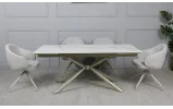 Prestol Стол Рим обеденный раскладной 1800/2600x900x750 белый глянец, ноги шампань - фото 50