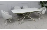Prestol Стол Рим обеденный раскладной 1800/2600x900x750 белый глянец, ноги шампань - фото 52