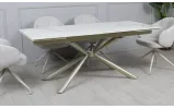 Prestol Стол Рим обеденный раскладной 1800/2600x900x750 белый глянец, ноги шампань - фото 53
