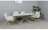 Prestol Стол Рим обеденный раскладной 1800/2600x900x750 белый глянец, ноги шампань - фото 19