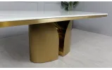 Prestol стіл Аурум обідній 2200x1000x770 білий глянець золоті ноги - фото 4 Prestol стіл Аурум обідній 2200x1000x770 білий глянець золоті ноги - фото 4