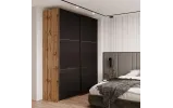Шафа купе Doros G-Caiser Дуб Евок / Чорний 2 Скла / 3 частини 180х60х240 (80737751) - фото 3