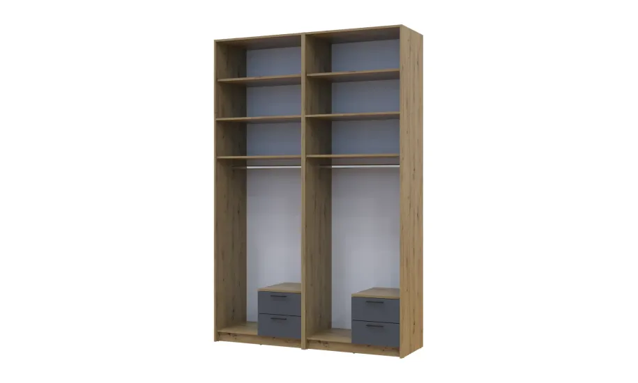 Шафа для одягу з дзеркалом та високою антресолею Doros Ронді Дуб Артізан/Графіт 2+2 ДСП 164х52х260 (42005713) - фото 3 Шафа для одягу з дзеркалом та високою антресолею Doros Ронді Дуб Артізан/Графіт 2+2 ДСП 164х52х260 (42005713) - фото 3
