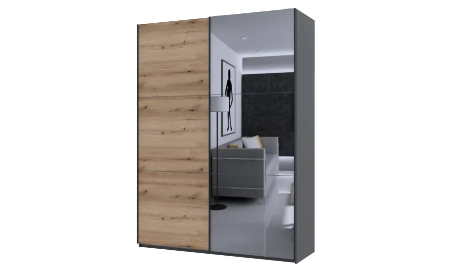 Шафа купе Doros G-Caiser Антрацит/Дуб Евок 1 ДСП / 1 дзеркало 180х60х240 (42005868)