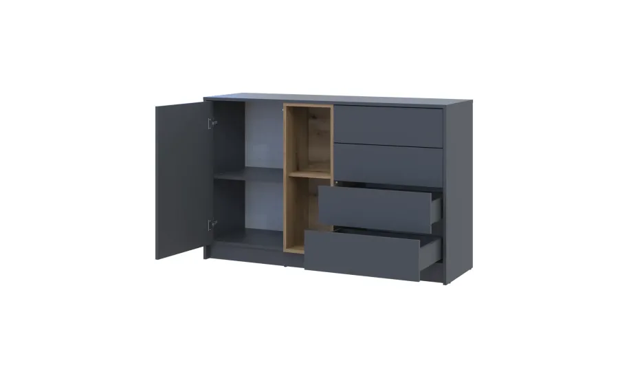 Комод Doros Дейл Антрацит/Дуб Евок 1Д4Ш 135х41х85 (41516351)