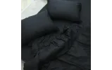 Постільна білизна з страйп-сатину двоспальна 180-215 см 50-70 2шт з резинкою чорний - фото 1